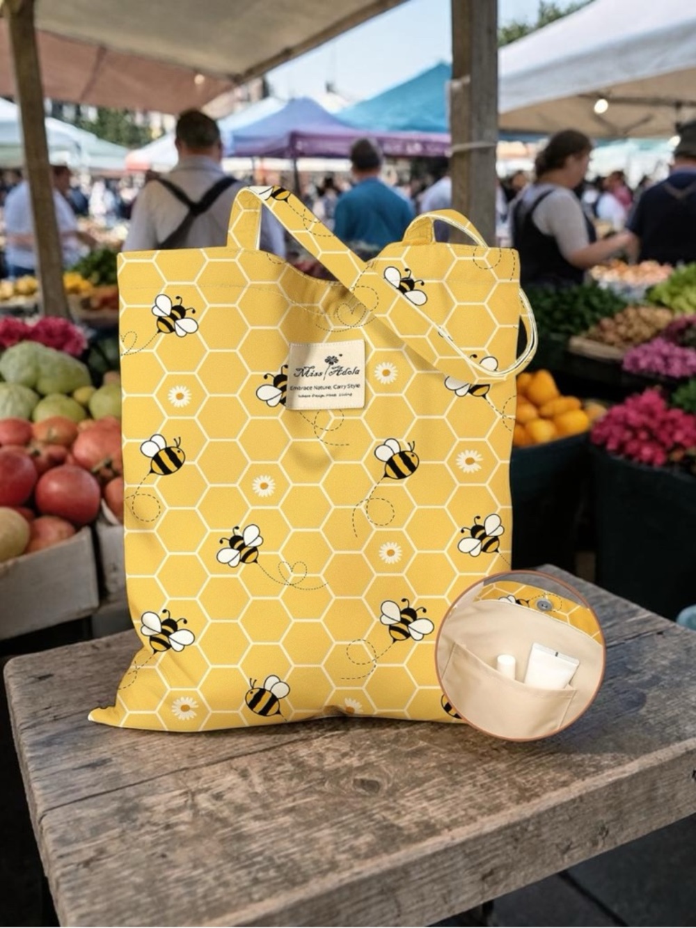 Cotton floral bee Tote NEW - Picture 5 of 5